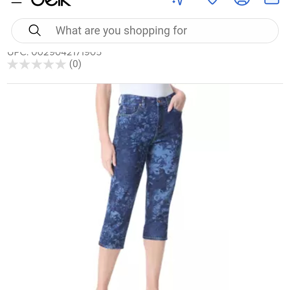 Blue Floral Capri Jeans